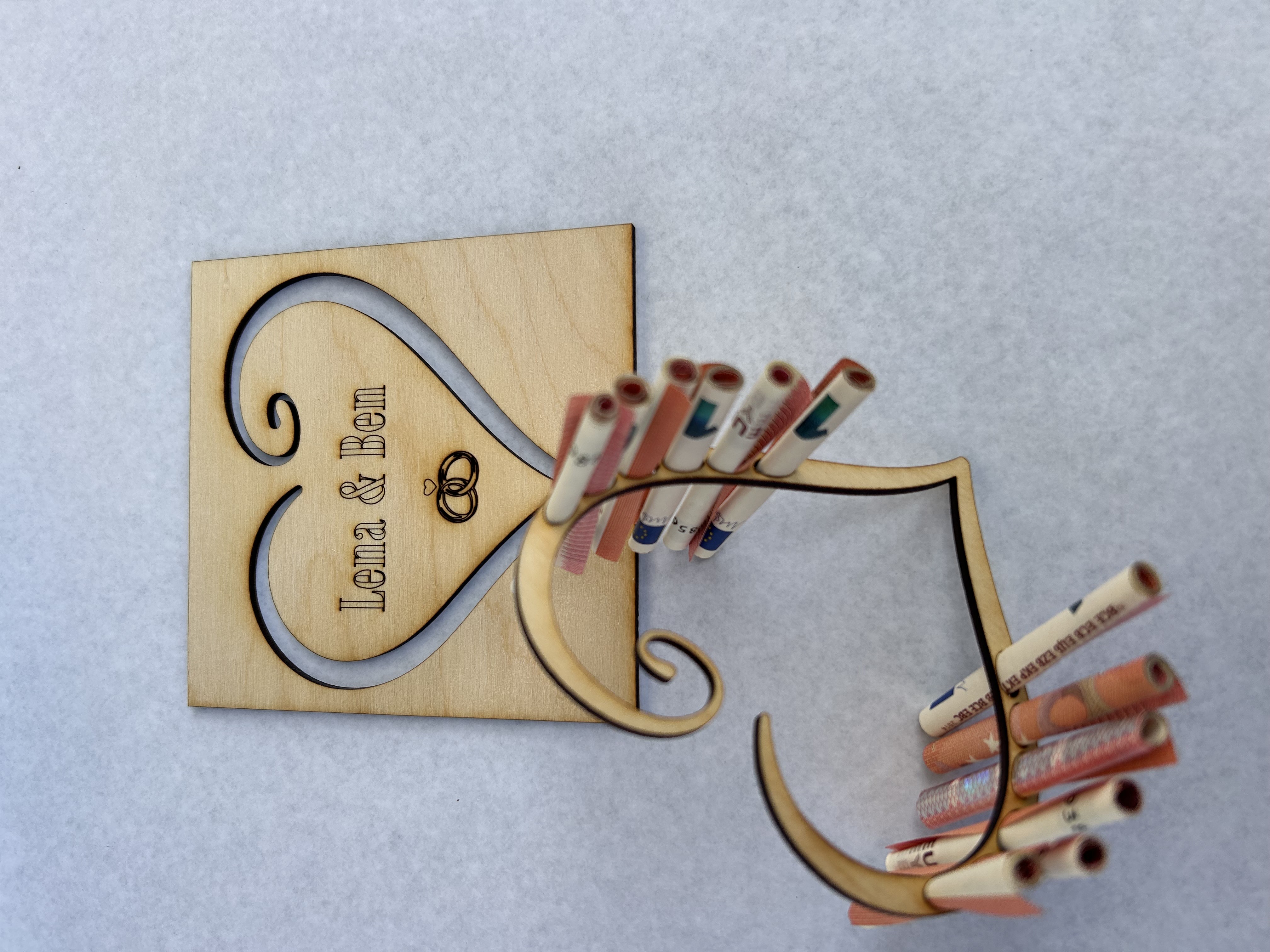 Holzherz für Geldgeschenke